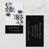 Schwarze/weiße Blumenmuster-Visitenkarten Visitenkarte (Vorne/Hinten)