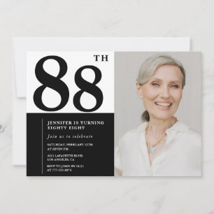 Schwarze Weiße Chic-Foto 88. Geburtstag Einladung
