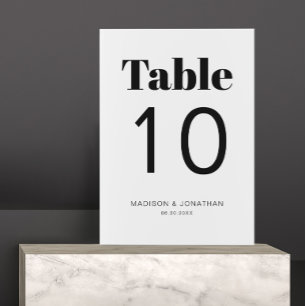 Schwarze Weiße Chic Minimalistische Hochzeitstisch Tischnummer