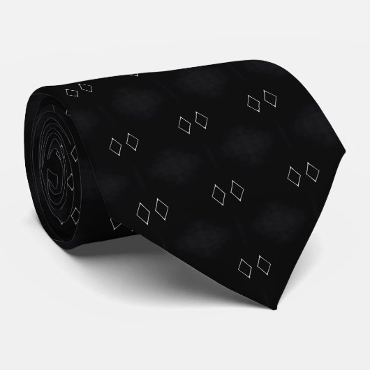 Schwarze weiße Diamant-Halsbinde Krawatte (Gerollt)