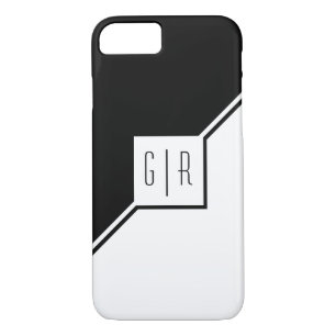 Schwarze, weiße Dreiecke, monogramm moderne geomet Case-Mate iPhone Hülle