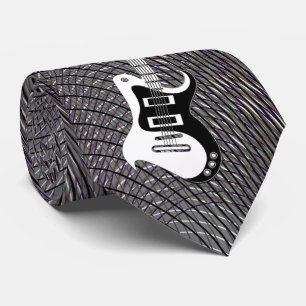 Schwarze & Weiße E-Gitarre Cool, modern & trippy Krawatte