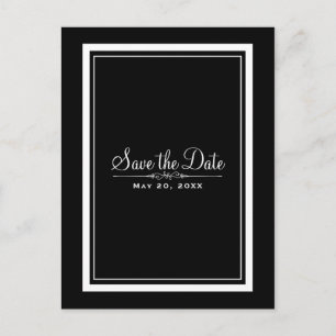 Schwarze & Weiße Elegante Chic Hochzeit Merken Sie Ankündigungspostkarte