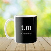Schwarze & Weiße Elegante Minimale Monogramm-Kaffe Kaffeetasse