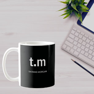 Schwarze & Weiße Elegante Minimale Monogramm-Kaffe Kaffeetasse