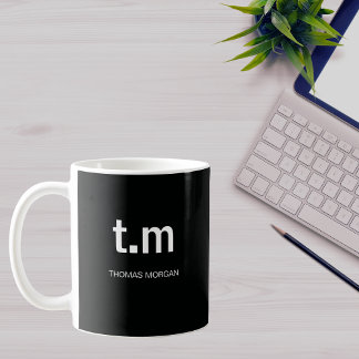Schwarze & Weiße Elegante Minimale Monogramm-Kaffe Kaffeetasse