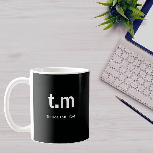 Schwarze & Weiße Elegante Minimale Monogramm-Kaffe Kaffeetasse