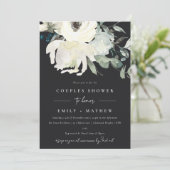 SCHWARZE, WEISSE FLORA-WASSERFARBEN-KUPPLUNG EINLADUNG (Stehend Vorderseite)