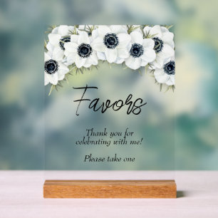 Schwarze weiße florale Hochzeitsdusche-Geschenke Acrylschild