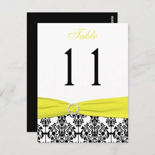Schwarze, weiße, gelbe Damaskus-Tischnummer Postkarte (Vorne/Hinten)