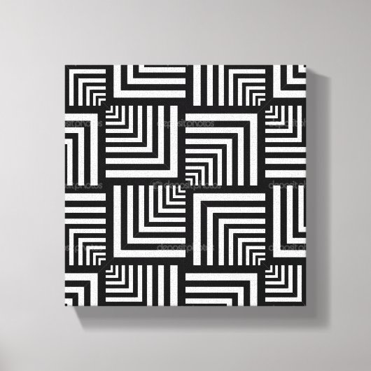 Schwarze, weiße, grafisch überzogene Canvas Art Leinwanddruck (Vorderseite)