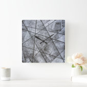 Schwarze, weiße, graue Rechtecke abstrakt Quadratische Wanduhr (Zuhause)