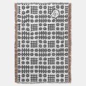 Schwarze, weiße Imitat-Waliser-Tapisserie mit Decke (Vorderseite Vertikal)
