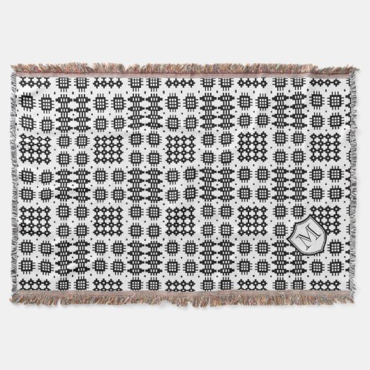 Schwarze, weiße Imitat-Waliser-Tapisserie mit Decke (Vorderseite)