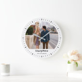 Schwarze & Weiße Minimale Valentinstag-Hochzeit Große Wanduhr (Zuhause)