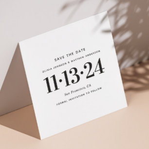 Schwarze & Weiße Minimalistische Hochzeit. Saubere Save The Date