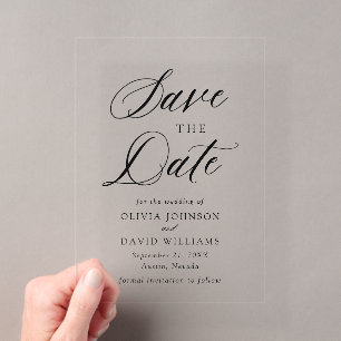 Schwarze & Weiße Minimalistische Hochzeit - Save T Acryleinladungen