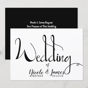 Schwarze Weiße Moderne Schicke Minimal Hochzeit Einladung