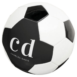 Schwarze weiße Monogramm Anfangsbuchstaben Name mi Fußball