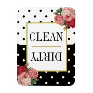 Schwarze Weiße Punkte Lustig Floral Sauber Schmutz Magnet