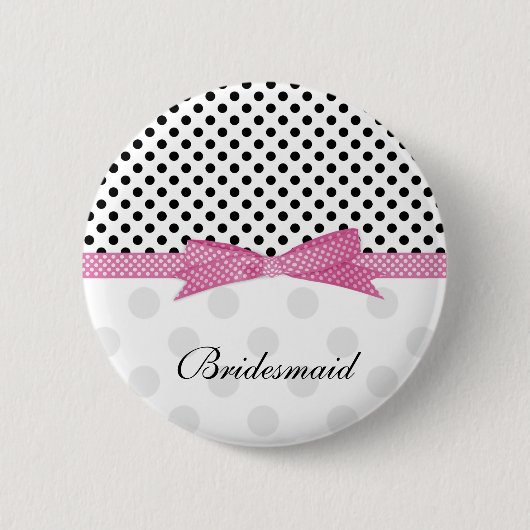 Schwarze, weiße, rosa Tupfen Button (Vorderseite)