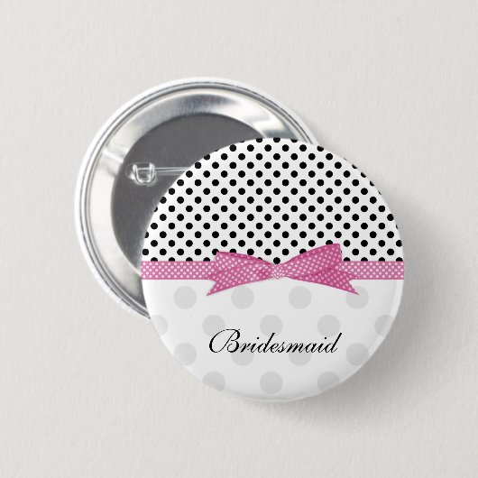 Schwarze, weiße, rosa Tupfen Button (Vorne & Hinten)