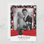 Schwarze, weiße, rote Schneeflocken Danke Karte -  (Vorderseite)