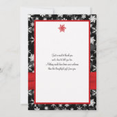 Schwarze, weiße, rote Schneeflocken Danke Karte - (Rückseite)