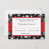 Schwarze, weiße, rote Schneeflocken - Hochzeitskar RSVP Karte (Rückseite)