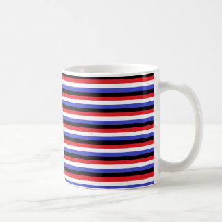 Schwarze, weiße, rote und blaue Streifen Kaffeetasse