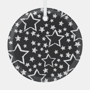 Schwarze, weiße Sterne: urbane Grunge. Ornament Aus Glas