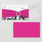 Schwarze, weiße und Fuchsia-Damaskadenkarten Platzkarte (Vorne/Hinten)