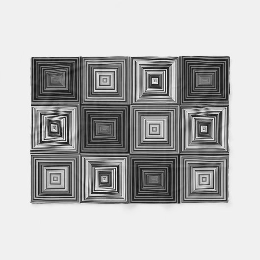 Schwarze, weiße und graue Quadrat-Decke Fleecedecke (Vorderseite (Horizontal))