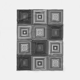 Schwarze, weiße und graue Quadrat-Decke Fleecedecke