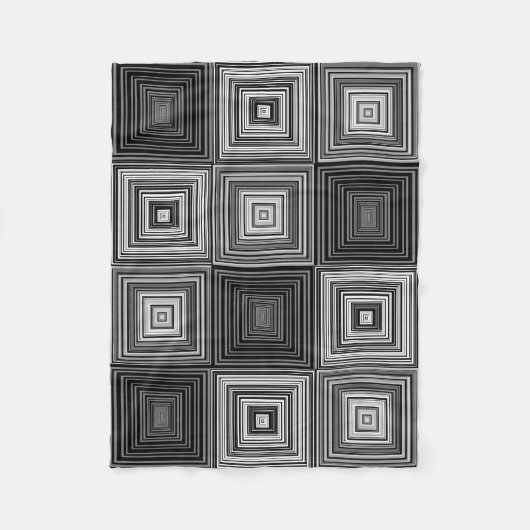 Schwarze, weiße und graue Quadrat-Decke Fleecedecke (Vorderseite)