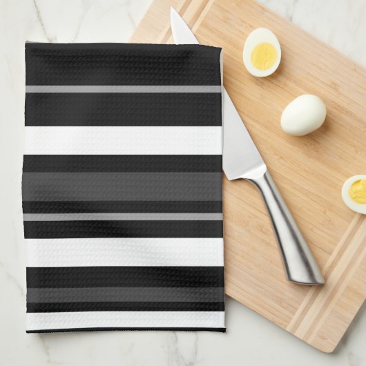 Schwarze, weiße und graue Streifen Handtuch (Viertel Falte)