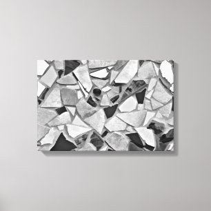 Schwarze, weiße und graue Terrazzo-Foto-Kunst Leinwanddruck