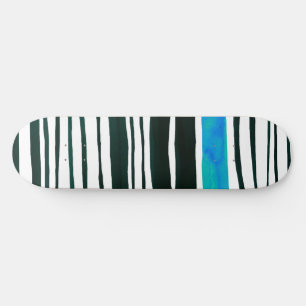 Schwarze, weiße und mediterrane blaue Streifen Skateboard