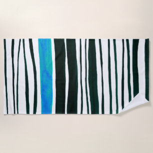 Schwarze, weiße und mediterrane blaue Streifen Strandtuch