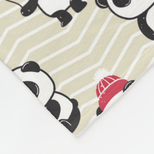 Schwarze, weiße und rosa Panda Bären Fleece Blanko (Ecke)