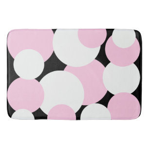 Schwarze, weiße und rosa Polka-Punkte Badematte