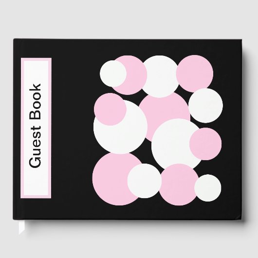 Schwarze, weiße und rosa Polka-Punkte Gästebuch (Vorderseite)