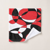 Schwarze, weiße und rote Elliptiker Badhandtuch Set (Waschlappen)