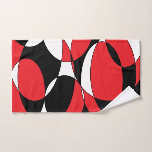 Schwarze, weiße und rote Elliptiker Badhandtuch Set (Handtuch)