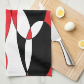 Schwarze, weiße und rote Elliptiker Geschirrtuch (Viertel Falte)