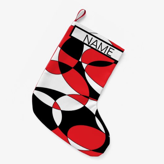 Schwarze, weiße und rote Elliptiker Kleiner Weihnachtsstrumpf (Vorderansicht (hängend))