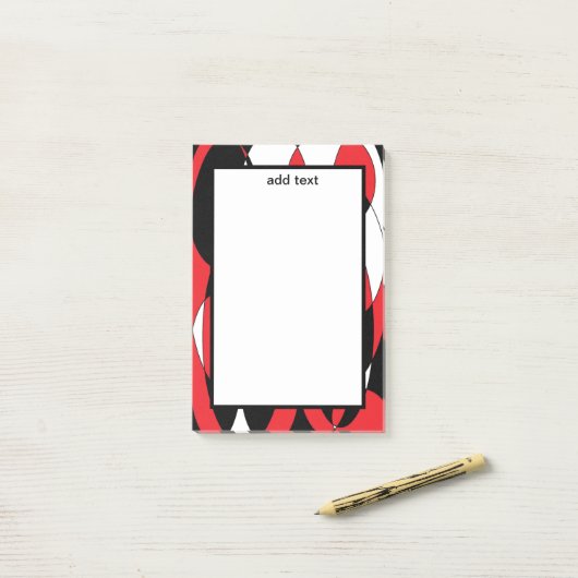 Schwarze, weiße und rote Elliptiker Post-it Klebezettel (Auf Schreibtisch)