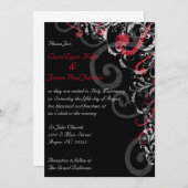 Schwarze, weiße und rote Hochzeits-Einladung Einladung (Vorne/Hinten)
