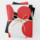 Schwarze, weiße und rote Polka-Punkte Geschenkpapier Set (Beispiel)