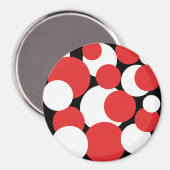 Schwarze, weiße und rote Polka-Punkte Magnet (Vorderseite/Rückseite)